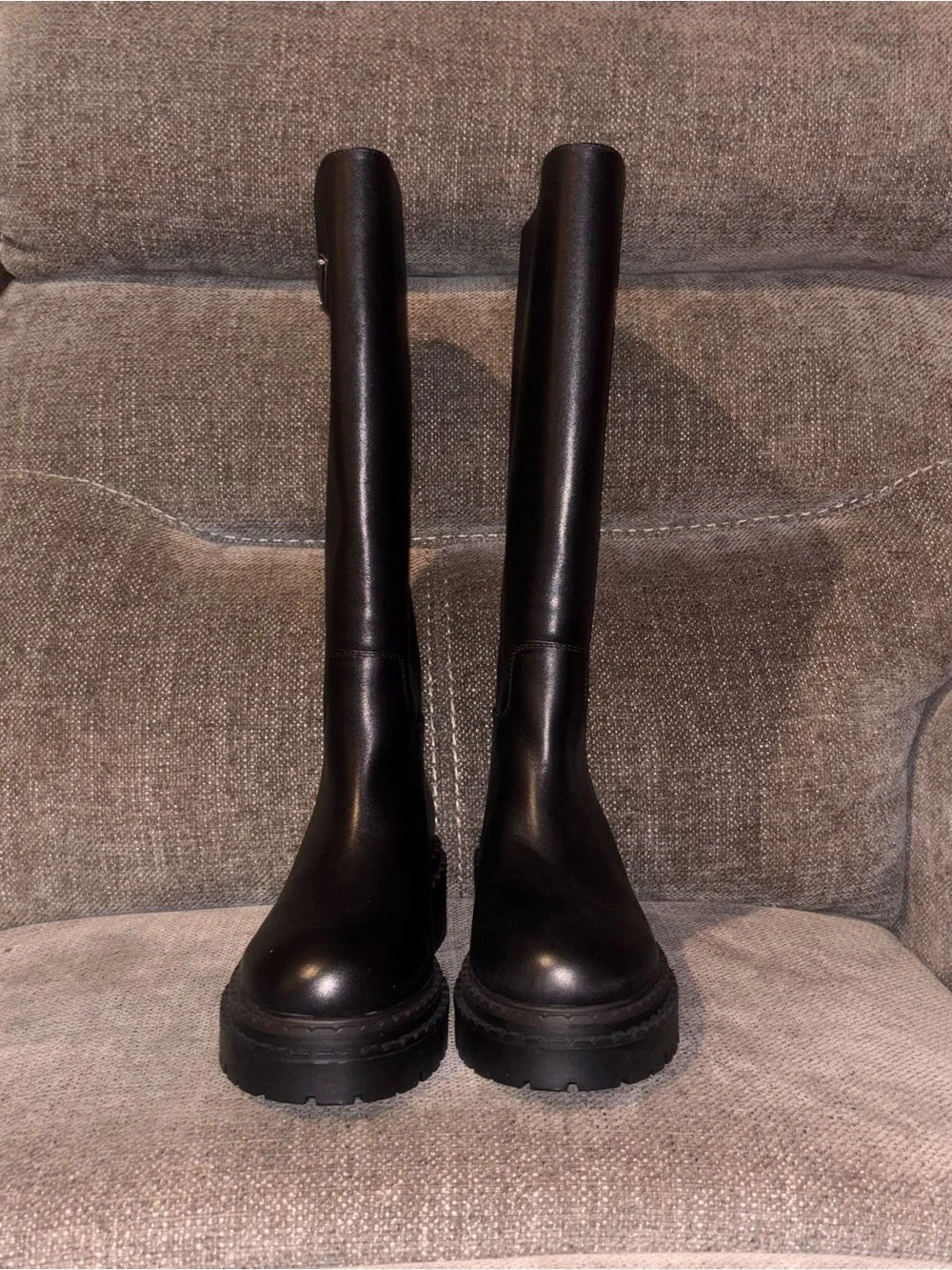 Prada Black Leather Over-the-Knee Platform Boots